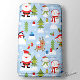 Ice Blue Blue Christmas Nursery Digital Printed Fabric Manufacture In Surat